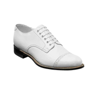 Men's White Stacy Adams Madison Cap Toe Lace-Up Leather Dress Shoes