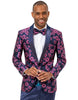 Mens Paisley Jeweled Shawl Prom Tuxedo Blazer in Magenta