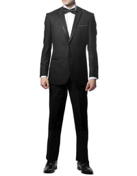 Black on Black Trim Tuxedo Black Prom Tuxedos