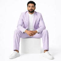 Mens Premium Cotton Seersucker Stripe Suit – Purple
