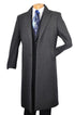 (M, 4XL) Regular Fit Dress Top Coat 48" Long in Charcoal