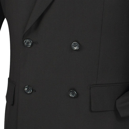 Ramses Collection - Black Regular Fit Double Breasted 2 Piece Suit with Flexible Elastic Waistband