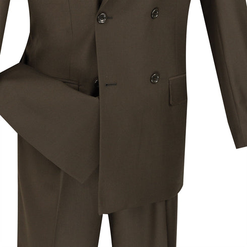 Ramses Collection - Brown Regular Fit Double Breasted 2 Piece Suit with Flexible Elastic Waistband