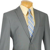 Gray Slim Fit Men's 2 Piece Business Suit 2 Button