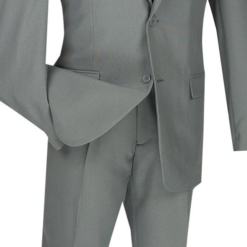 Gray Slim Fit Men's 2 Piece Business Suit 2 Button