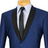 Slim Fit Shiny Sharkskin Men's 2 Piece Suit in Navy