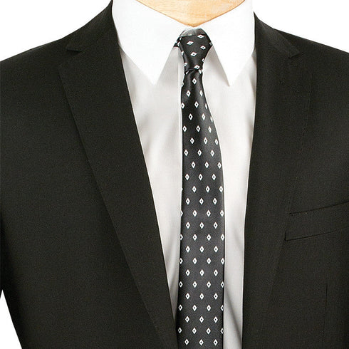 (40L, 40S, 42R, 48L, 48R) Slim Fit Men's Suit 2 Piece 2 Button in Black