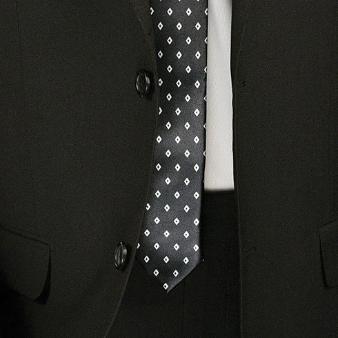 (40L, 40S, 42R, 48L, 48R) Slim Fit Men's Suit 2 Piece 2 Button in Black