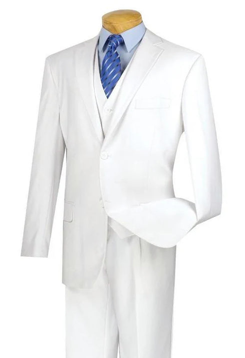 (38R) Regular Fit 3 Piece White Suit