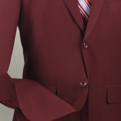 Monte Carlo Collection - Regular Fit 2 Piece 2 Button Textured Weave Burgundy