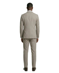 Men's Khaki Pinstripe Double Breasted Suit