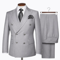 Rossi Man Silver Double Breasted Mens Modern Fit Suit