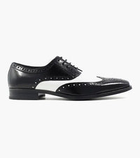 Mens 1920s Gangster Wingtip Dress Shoes in Black and White