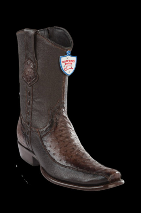 Wild West Botas de Avestruz Horma Dubai Toe Faded Brown