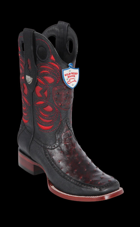 Wild West Botas de Avestruz Horma Dubai Toe Black Cherry