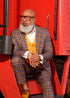 Men's Stacy Adams Bold Windowpane Plaid Print Vested Suit in Grey & Gold