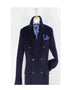 "Men's Navy Wool Peacoat – Double Breasted 3/4 Length Overcoat"