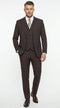 Men’s Vitali 3PC Suit – Choclate Brown and blue Plaid Check 3-Piece Suit with Double-Breasted Vest Modern Fit Side Vented