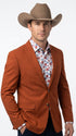 Men’s Rust Cowboy Western Blazer – Copper Brick Color Two Button Sport Coat Peak Lapel Modern Fit
