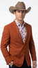 Men’s Rust Cowboy Western Blazer – Copper Brick Color Two Button Sport Coat Peak Lapel Modern Fit