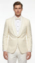 Men’s Ivory Off White Jacquard Dinner Jacket – Cream Tuxedo Blazer for Weddings & Formal Events + Bowtie included