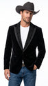 Men’s Black Velvet Western Blazer – Rhinestone Formal Cowboy Sport Jacket Removable Rhinestone Glitter Lapel