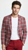 Men's Red Tartan Plaid Blazer Checkered Sport Coat Holiday New Year Gray Windowpane