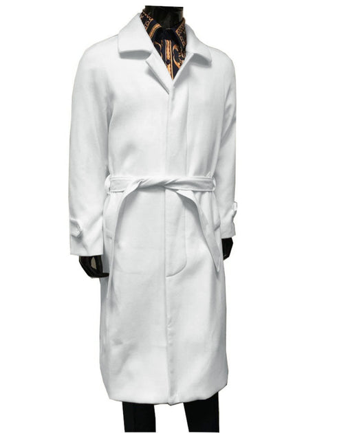 Mens Belted Wool Topcoat Off White Alberto Belt Coat Overcoat