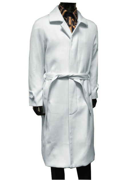 Mens Belted Wool Topcoat Off White Alberto Belt Coat Overcoat