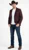Men’s Burgundy Western Blazer Jacket, Textured Cowboy Style Sport Coat for - Tweed Herringbone Maroon Color