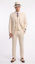 Men’s Ivory Cream Pinstripe 3-Piece Suit – 1920s Gangster Gatsby Wedding and Formal Suit