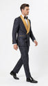 Men’s Black and Gold Hollywood Tuxedo – Double-Breasted Shawl Lapel Prom, Wedding and Formal Suit