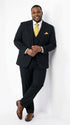 Vitali Men's Modern Fit 3-Piece Black Suit – 2-Button Jacket with Scoop Neck Vest