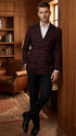 Men’s Black and Red Check Double Breasted Blazer – Sport Coat Jacket Windowpane Sportcoat Slim Fit