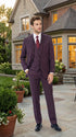 Men’s Plum Eggplant Pinstripe 3 Piece Suit – Burgundy Purple Formal Suit Gangster 1920s Mafia Pimp Suit