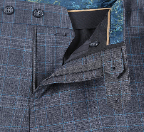 English Laundry 2-Piece Gray Plaid Wool Blend Slim Fit Dress Suit