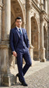 Men's Shiny Navy Blue Sateen 3-Piece Suit – Elegant Wedding, Prom Dress Suit with Matching Vest and Pants Slim Fitted