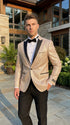 Men’s Gold Blazer with Black Lapel – Elegant Gold Formal Blazer Jacket for Wedding, Prom, Tuxedo in champagne Color