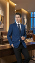 Men’s Sapphire Indigo Cobalt Blue Blazer with Gold Buttons – Classic Single Breasted Formal Business Jacket for Office, Wedding