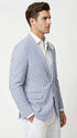 Mens Blue Seersucker Blazer – Lightweight Striped Summer Sport Coat Casual Smart Formal Jacket