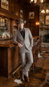 Men’s Light Taupe Western Tuxedo Suit – Cowboy Style Formal Blazer and Pants Outfit in Khaki Tan Light Brown Color