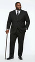 Vitali Mens Black Tone on Tone Shadow Stripe Vested Suit Set – 3 Piece Modern Fit Pinstripe Two Buttons