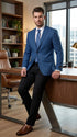 Men’s Blue Houndstooth Blazer Jacket, Check Pattern Formal Sport Coat for Weddings, Prom, Parties, and Special Occasions