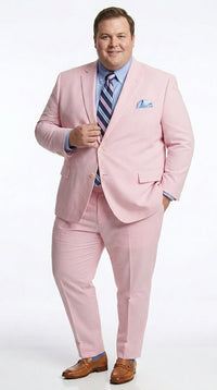 Men’s Pink Seersucker 2 Piece Suit, Lightweight Summer Dress Suit for Weddings, Prom, Parties, and Special Occasions