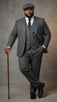 Men’s Thomas Shelby Peaky Blinders Gray Wool Suit Out fit Charcoal Grey Pinstripe 3-Piece Vintage 1920s Suit