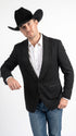 Men’s Black Western Blazer – Cowboy Tuxedo Jacket with Studded Shawl Collar with Glitter Lapel Rhinestone Lapel