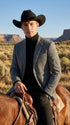 Men’s Grey Herringbone Winter Cowboy Blazer – Western Sport Coat Jacket