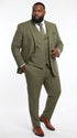 Men’s Olive Green Tone-on-Tone Shadow Pinstripe 3 Piece Suit – Modern Formal Suit with Vest Shadow Stripe