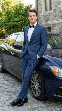 Men’s Indigo Sapphire Royal Blue Tuxedo Suit Set, Classic Formal Wedding Prom Dinner Jacket Tux Light Blue Cobalt Color