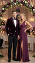 Mens Plum Eggplant Velvet Blazer Jacket – Luxury Velvet Dinner Jacket for Wedding, Tuxedo Events, Formal Parties in Burgundy Color